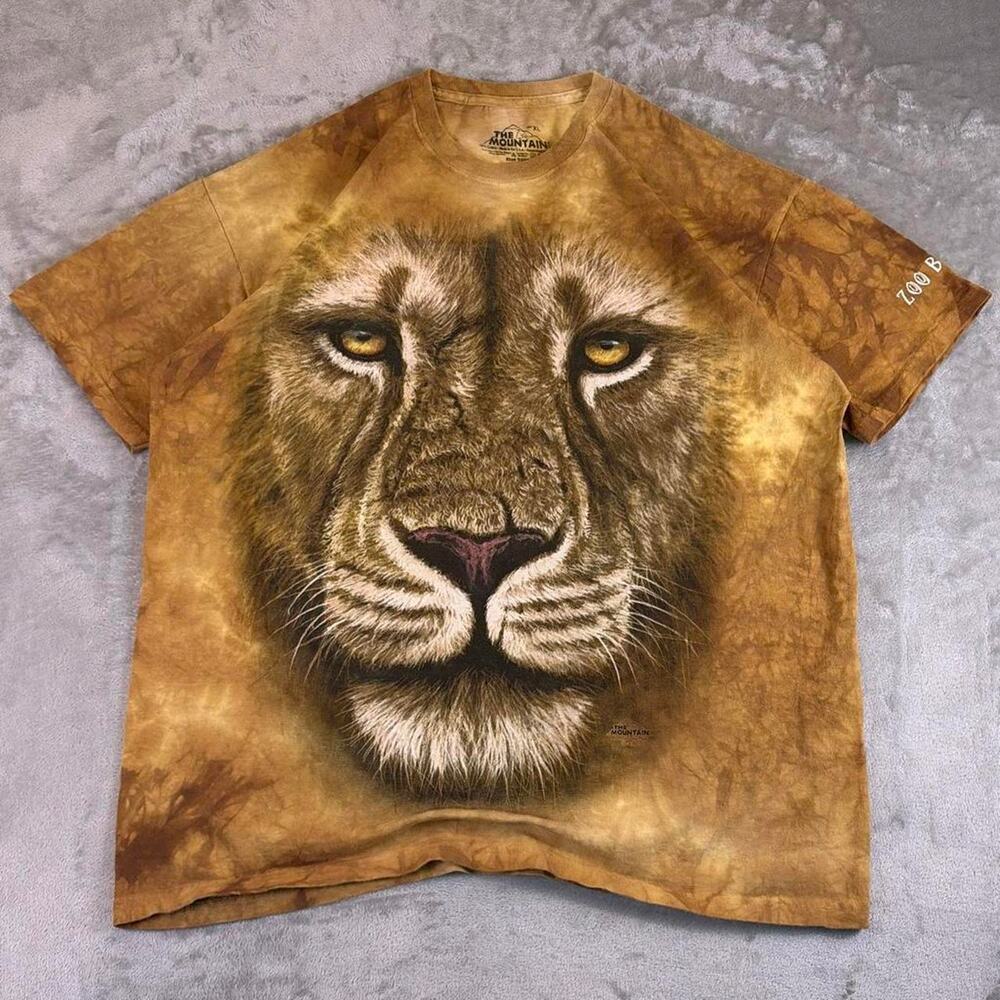 The Mountain Lion Face Tie-Dye T-Shirt Men’s XL Made in USA Animal Graphic Tee